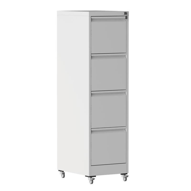 Metal Lockable File Cabinet with 4 Drawer and Wheels for Home Office