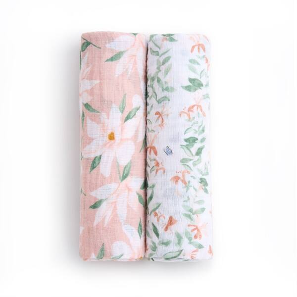 slide 2 of 5, aden + anais essentials cotton muslin swaddle blanket 2 pack butterfly garden