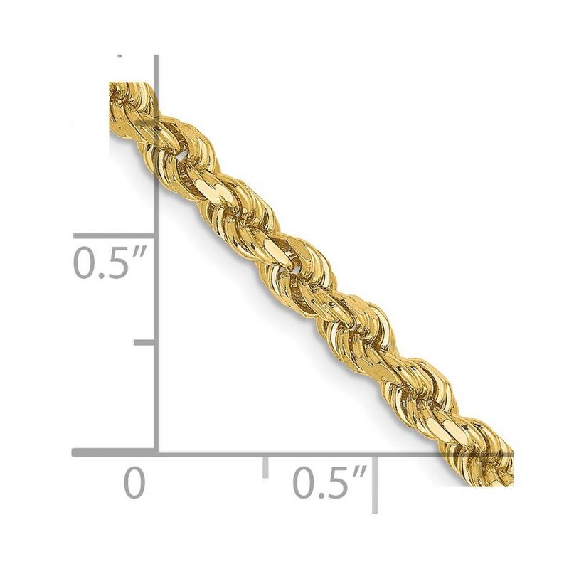 Curata 10k Yellow Gold 7" or 8" 3.5mm Sparkle Cut Rope Chain Bracelet