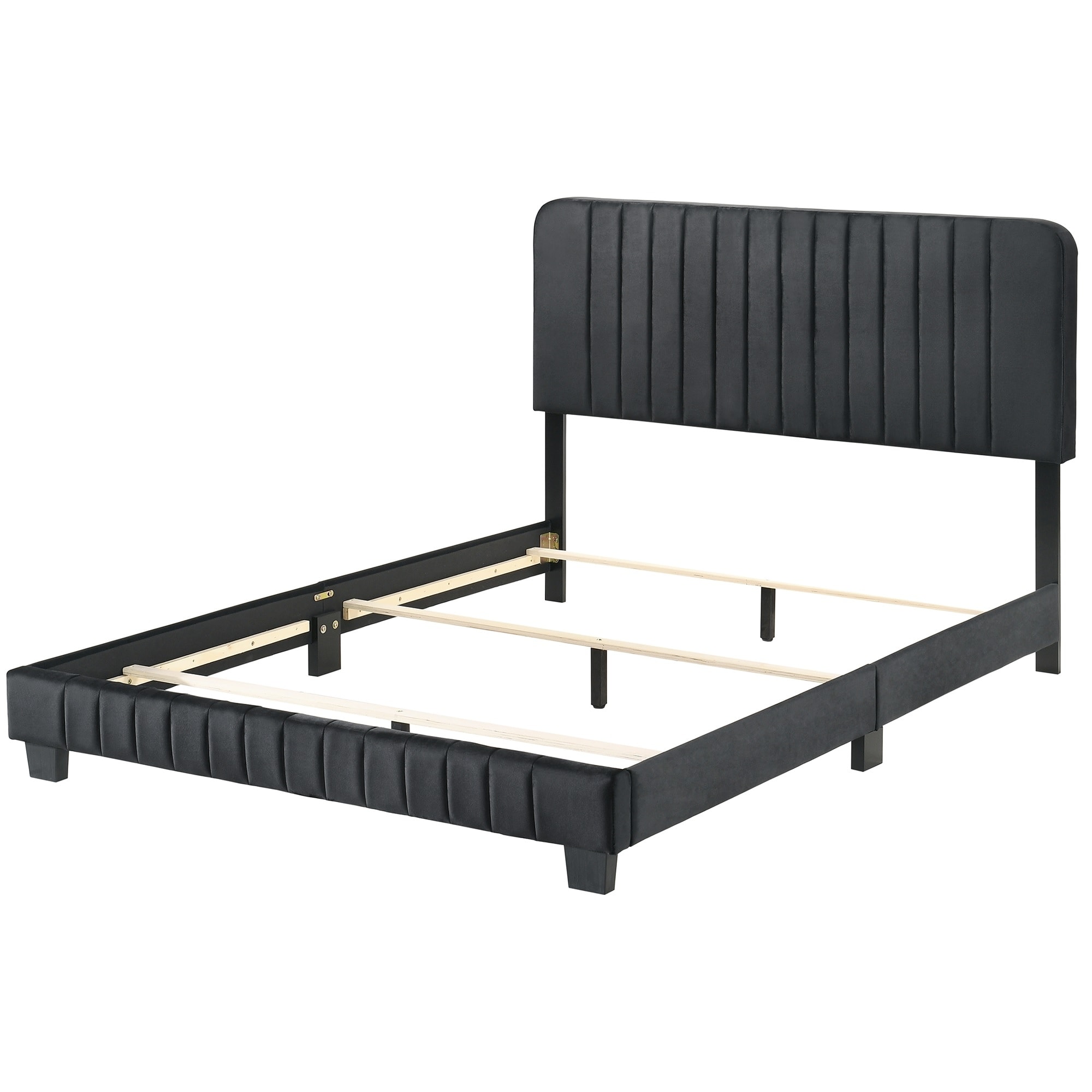 Upholstered Tufted King Panel Bed - 86" - Black