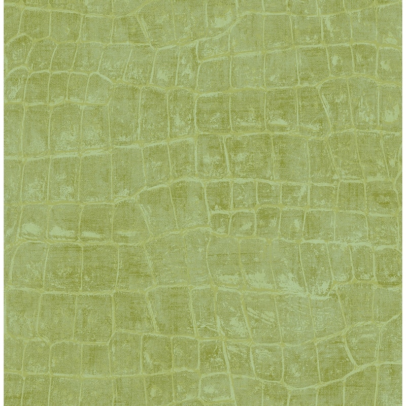 Seabrook Designs Curacao Faux Crocodile Unpasted Wallpaper - 20.5 in. W x 33 ft. L - Apple Green