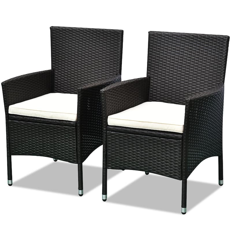 Outsunny 2 Piece Dark Coffee Rattan Chairs, Outdoor Chairs Set of 2 - N/A