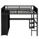 preview thumbnail 1 of 8, Full XL Size Loft Bed with Desk, Wardrobe, Metal Frame & Shelves, Black Black