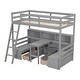 preview thumbnail 5 of 8, Twin Size Loft Bed With Storage Shelves, Drawers, Seat And Desk