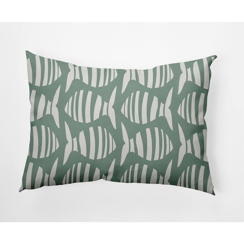 Swimming School Nautical Indoor/Outdoor Throw Pillow - Sage - 14" x 20"