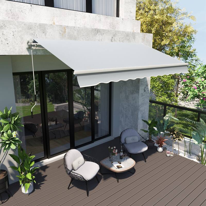 141.8"L x 98.5"W Wall Mounted Terrace Retractable Awning - Gray