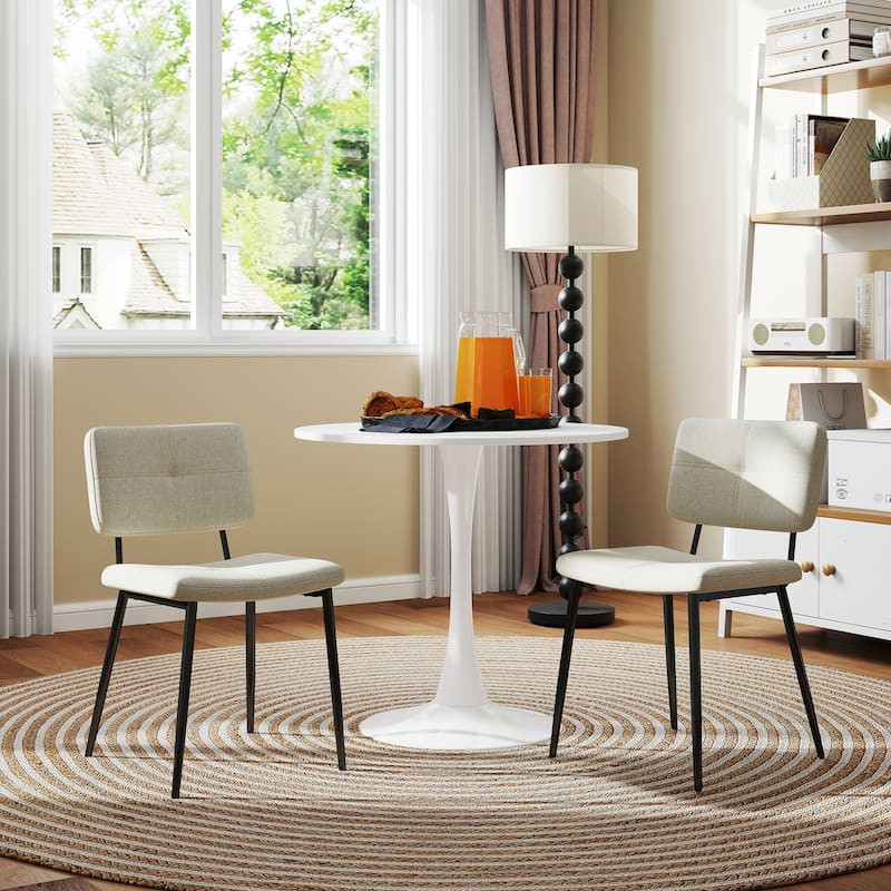 Homy Casa 5-Piece Industrial Dining Set with Round Pedestal Table and 4 Fabric Chairs