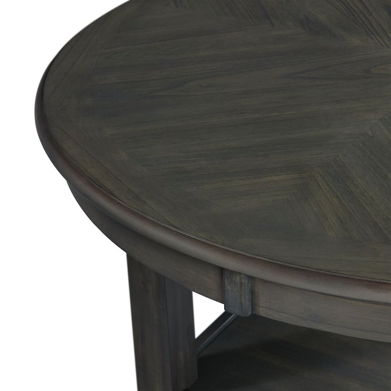 Counter Height Dining Table - Gray Round Kitchen Table with Storage Shelves - 42