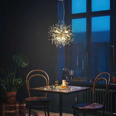 8-Light Dandelion Crystal Chandelier Firework Pendant Ceiling Light