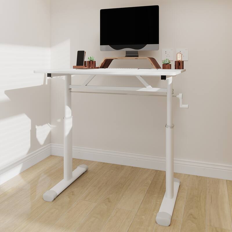 Adjustable Study Desk for Kids & Adults - Height-Adjustable, Multi-Purpose Home/Office Desk, Compact Design - White