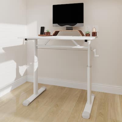 Roomfitters 31.5" Adjustable Height Study Desk - Compact Multi-Purpose Desk for Kids & Adults, Manual Crank Standing Desk