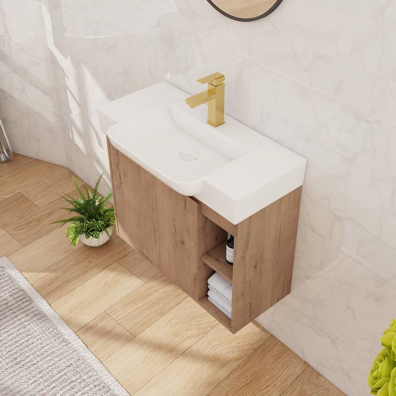Beingnext 24"/28" Bathroom Vanity with Sink, Floating Bathroom Vanity with Soft Close Door and Shelf