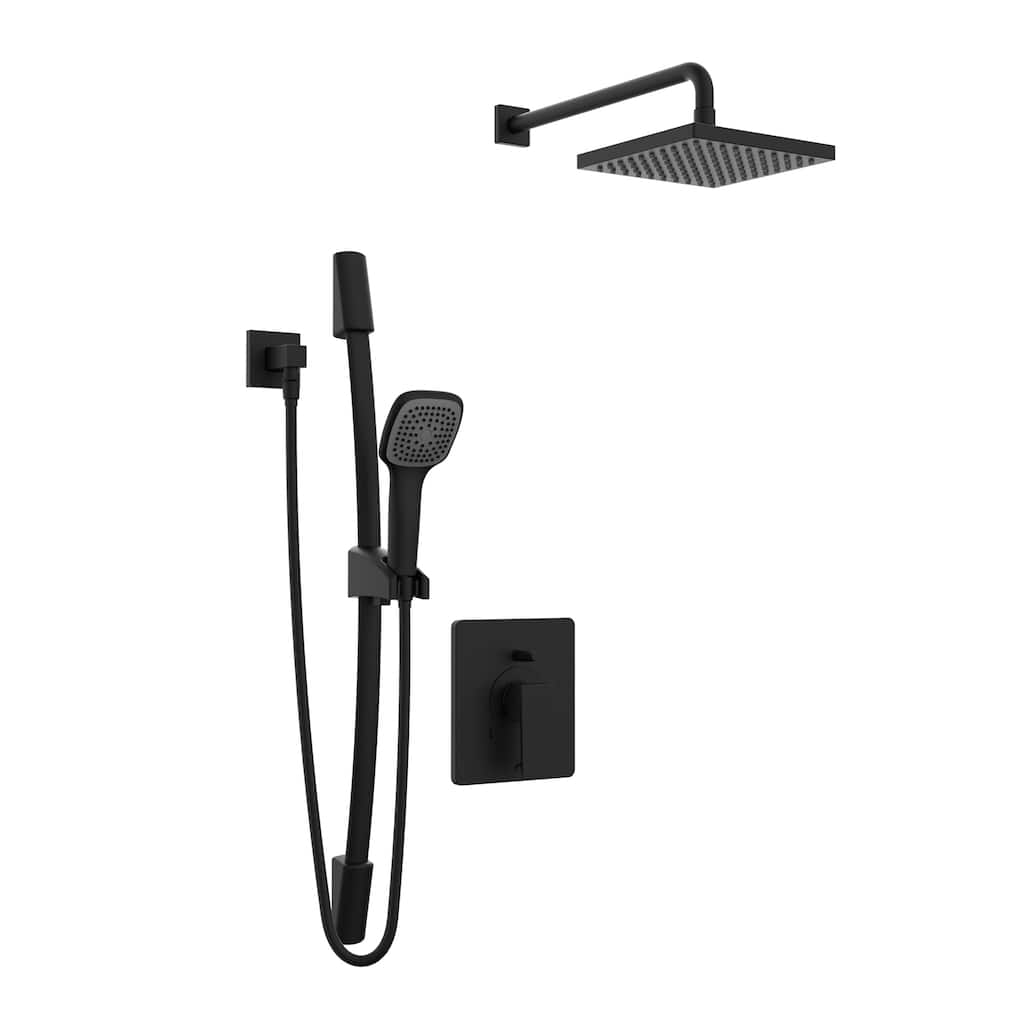 Belanger Pressure Balanced Square Shower System, Matte Black