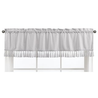 Grey Boho Bohemian Collection Window Curtain Valance - Solid Color Gray Farmhouse Chic Unisex Minimalist Cotton Gender Neutral