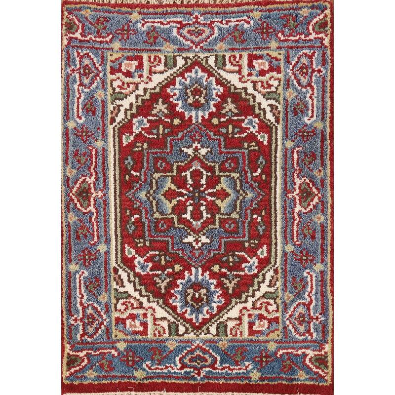 Hand Knotted Oriental 100% Wool Carpet Traditional Medallion Red Heriz (serapi) Area Rug - 3' 0'' X 2' 0''