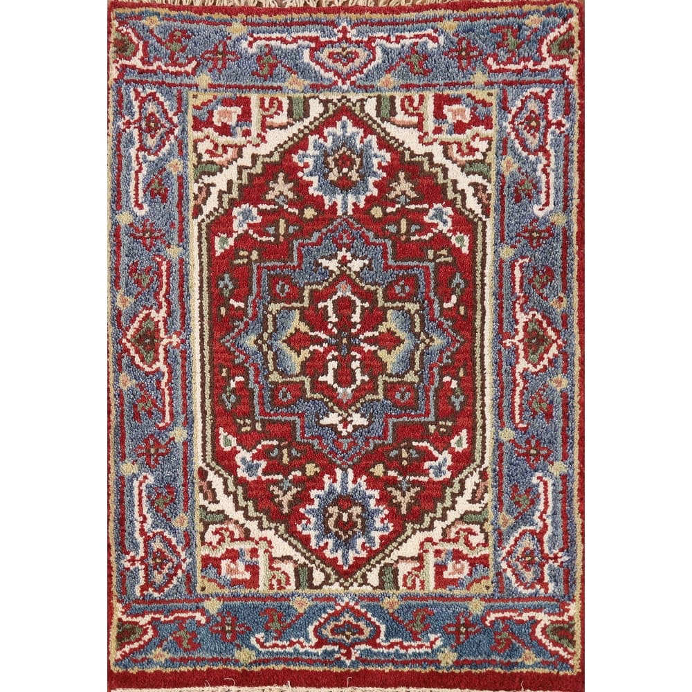 Hand Knotted Oriental 100% Wool Carpet Traditional Medallion Red Heriz (serapi) Area Rug - 3' 0'' X 2' 0''