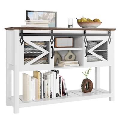 Farmhouse Entryway Table with Sliding Barn Doors