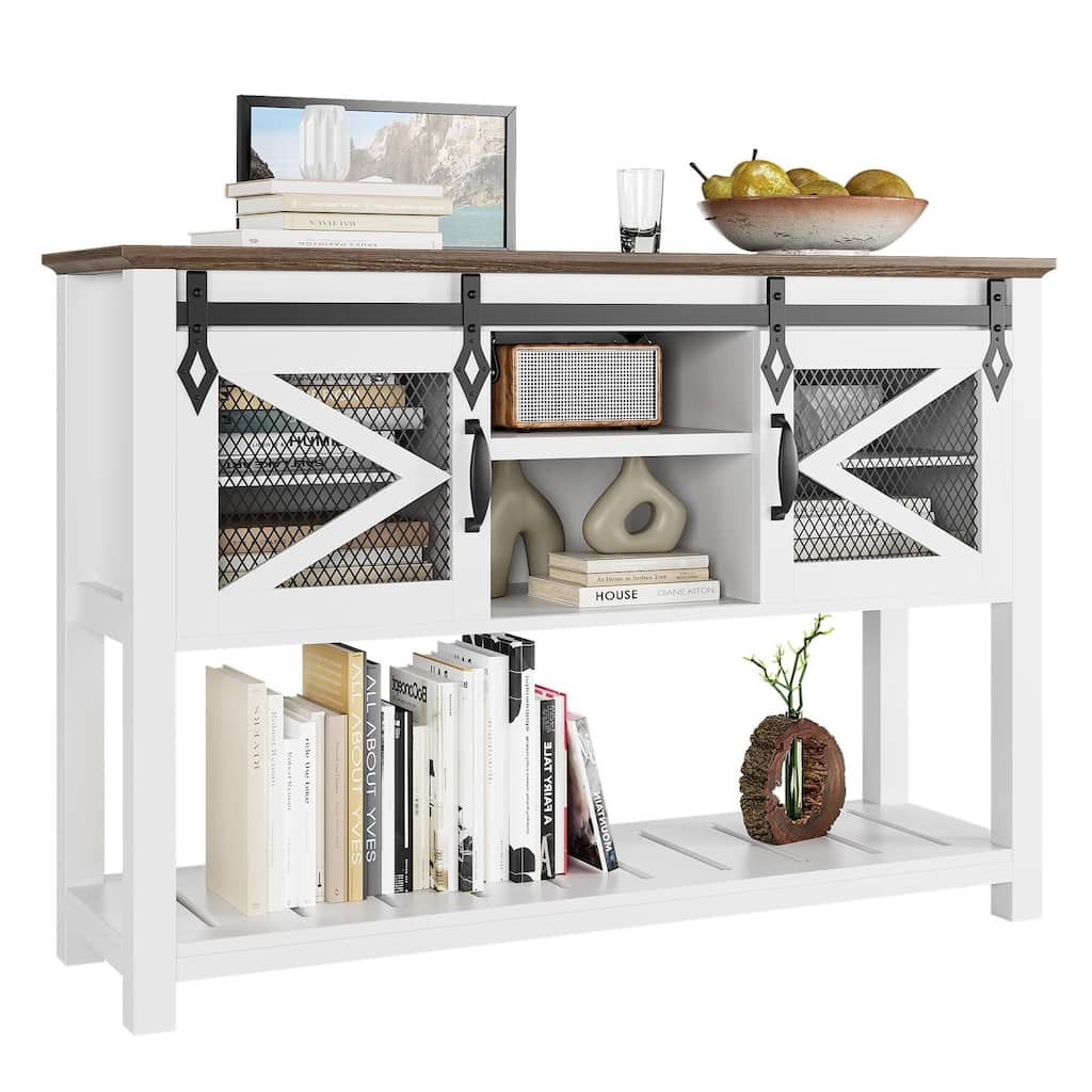 Farmhouse Entryway Table with Sliding Barn Doors