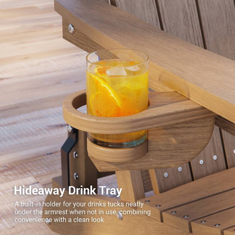 Glider Adirondack Chair 3-Position Adjustable, HDPE Wood-Like Texture