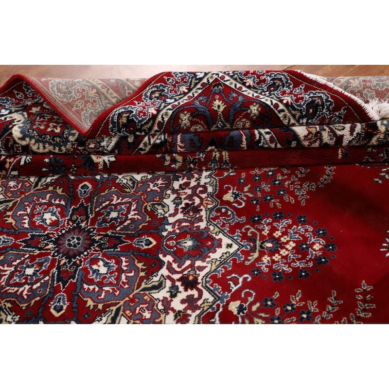 Victorian Style Kashan Turkish Rug Machine Made Oriental Red Carpet - 9'7" x 12'11"