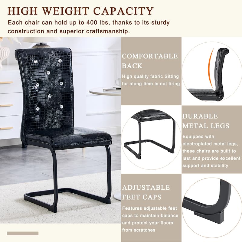 Dining Chair Black Side Chair Kitchen Chair Leisure Chair Lounge Chair Office Chair Armless Chair with Metal Legs
