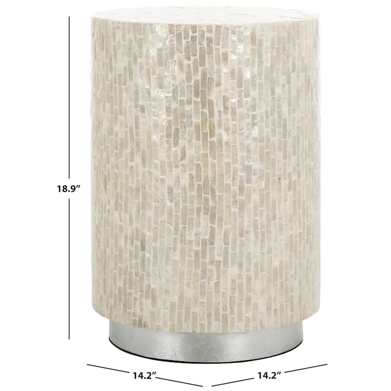 SAFAVIEH Scarlett Capiz Shell Round Accent Table (Fully Assembled) - 14"W x 14"D x 20"H