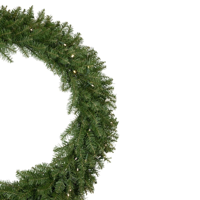 Pre-Lit Rockwood Pine Artificial Christmas Wreath 36-Inch Warm White LED Lights - 36"