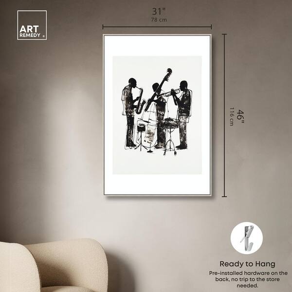 dimension image slide 19 of 24, Bebop II Black Art Canvas Print by Art Remedy