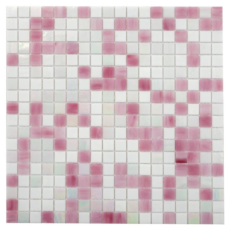 Apollo tile 12" x 12" Mingles Glossy White Soft Pink Glass Tile (18.69 sq ft/case) - 20 Pack