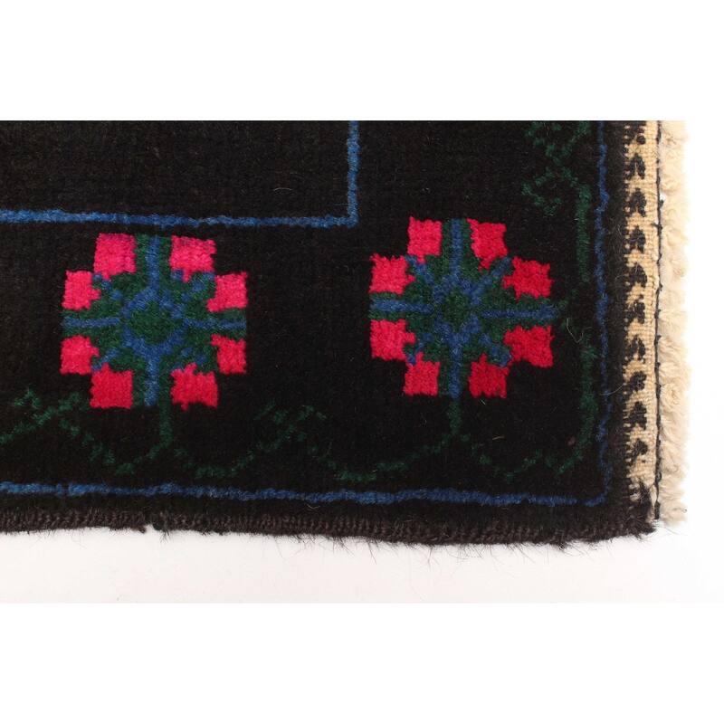 ECARPETGALLERY Hand-knotted Teimani Black Wool Rug - 2'10 x 4'11