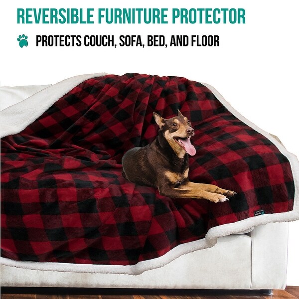 Plaid Sherpa Dog Blanket Couch Plush Car Sofa Warm Pet Blanket For