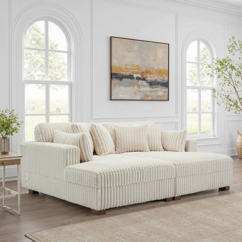 DREAMSIDEA Oversized Modular Sectional Sofa - White/4 Pillows