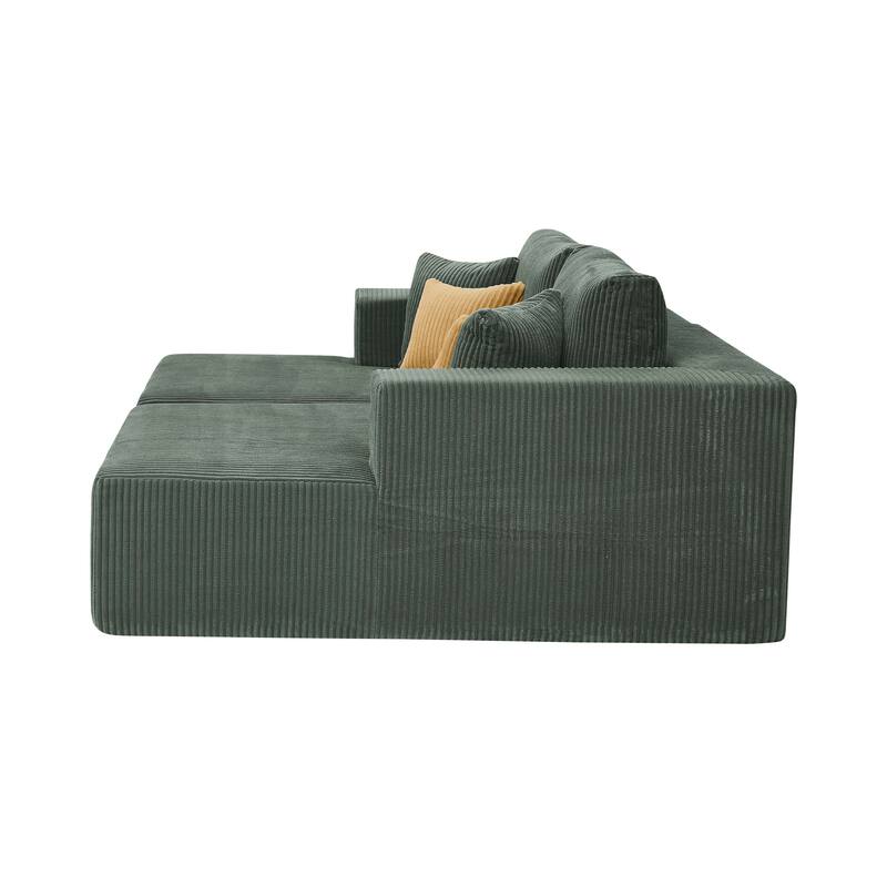 Full Compressed Corduroy Upholstered Double Chaises Loveseat