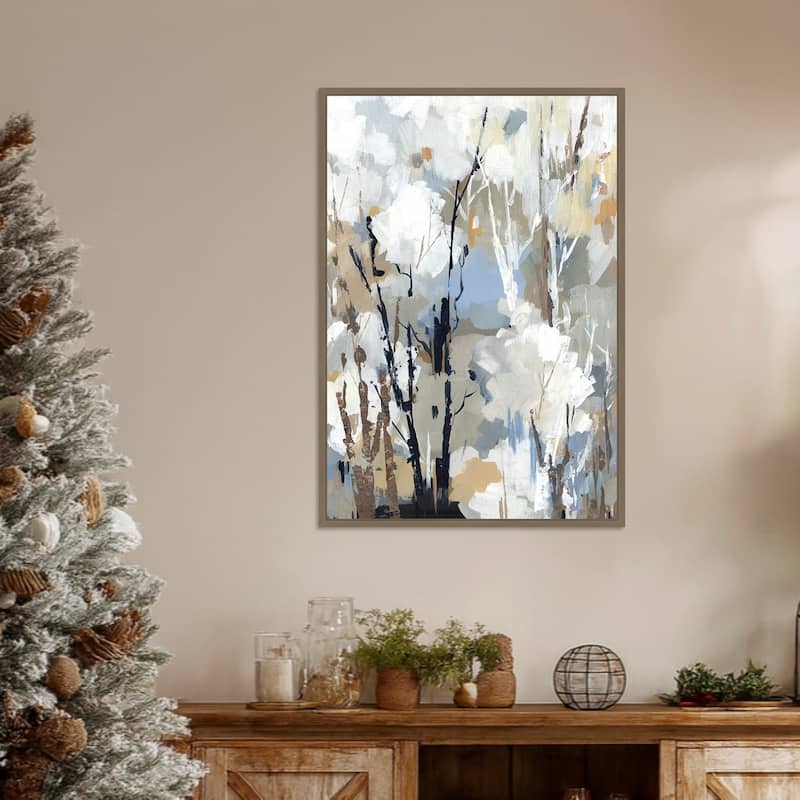 Silversong Birch II by Lera Framed Canvas Wall Art Print - Sylvie Dark Gold