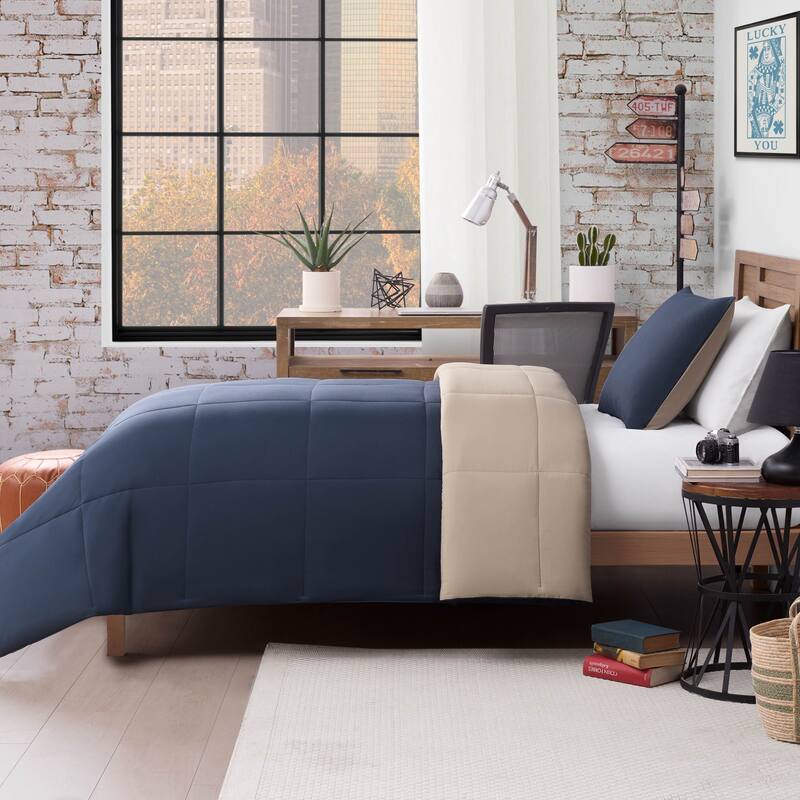 Lucky Brand Box Stitch Reversible Comforter Sets