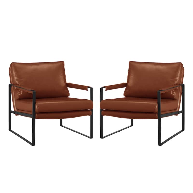 Art Leon Modern Faux Leather Accent Chairs Set of 2