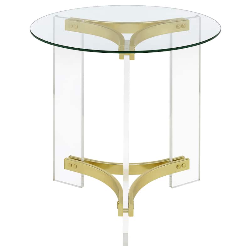 Janessa Round Glass Top Acrylic Leg End Table Clear