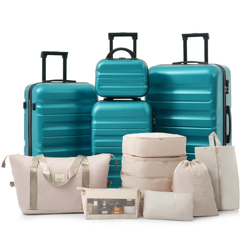 4-Piece, Modern Hard-Shell Luggage, Lightweight Luggage with Spinner Wheels, for Boarding Travel, Blue