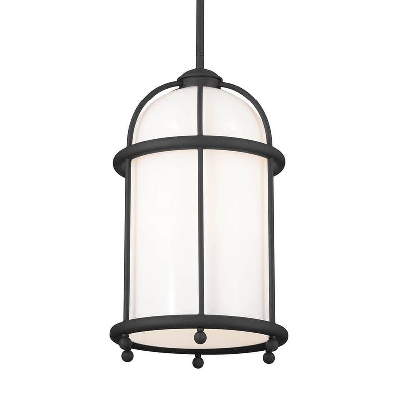 Kichler Lighting Topiary 10 inch 1-Light Pendant Textured Black with Opal Glass