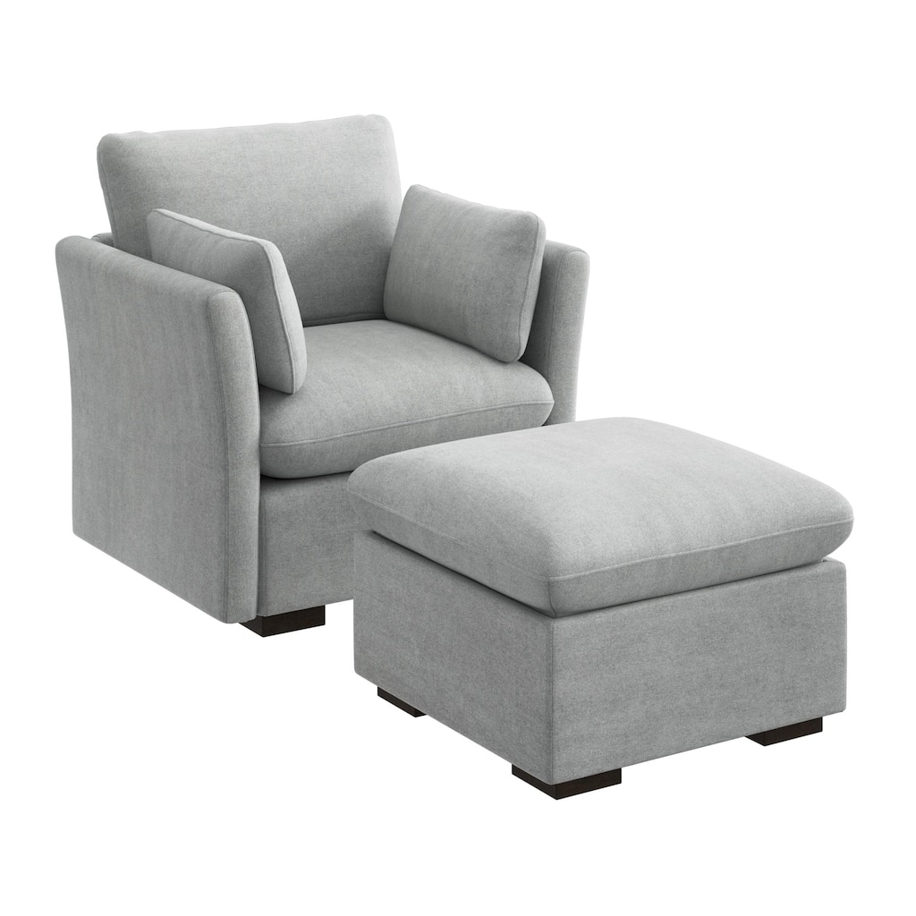 Bush Home Sienna Modular Accent Chair with Storage Ottoman