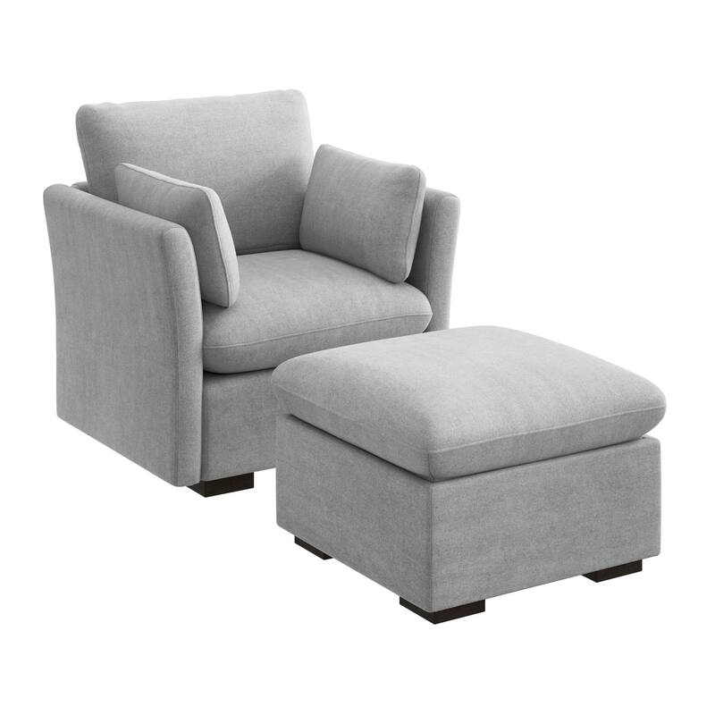 Bush Home Sienna Modular Accent Chair with Storage Ottoman - Dove Gray