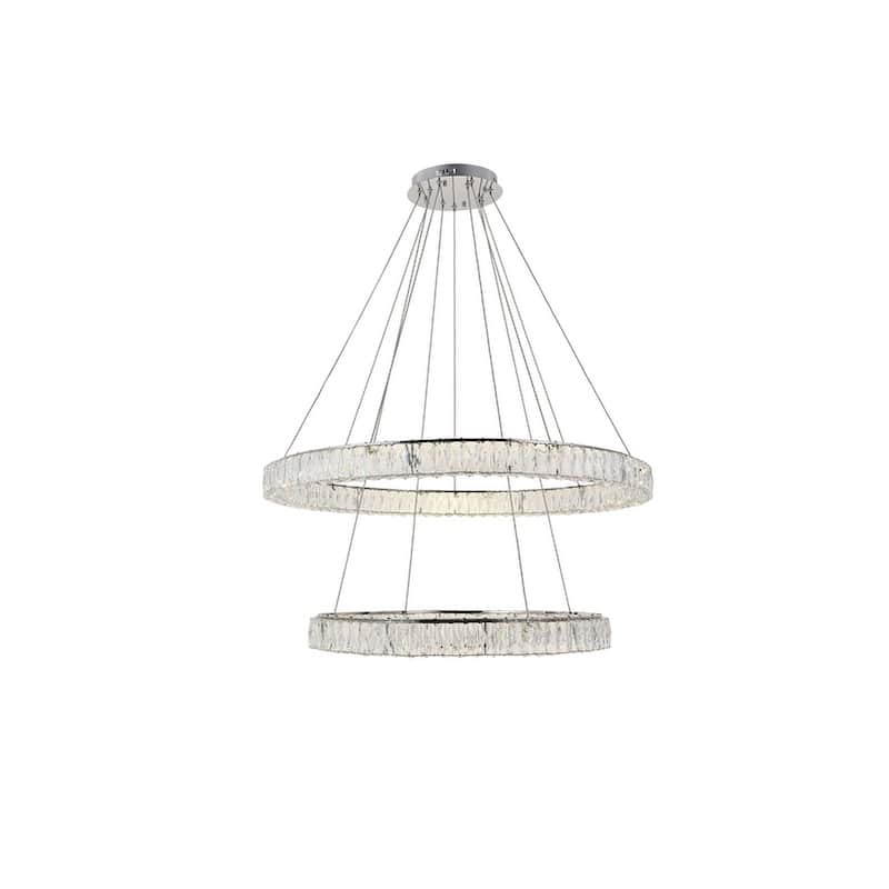 Madelyn Integrated LED light Chrome Chandelier Clear Royal Cut Crystal - 42"W X 10.9"H