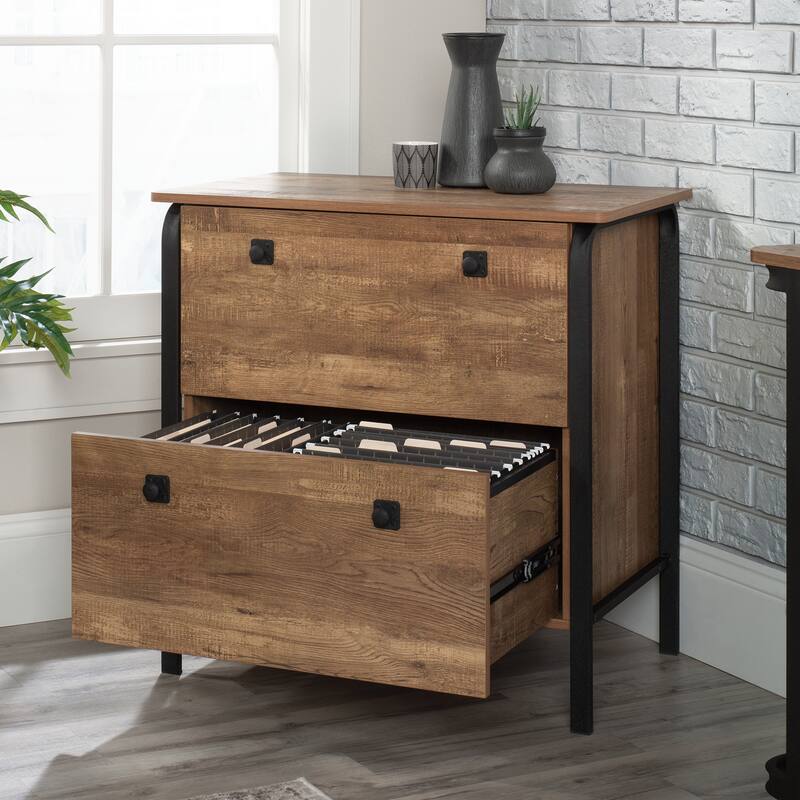Brown File Cabinet with Full-Extension Drawers Safety Lock Compact Home Office Storage