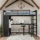 preview thumbnail 28 of 37, Metal Loft Bed with Desk and Storage Shelves, TwinXL/FullXL/Queen
