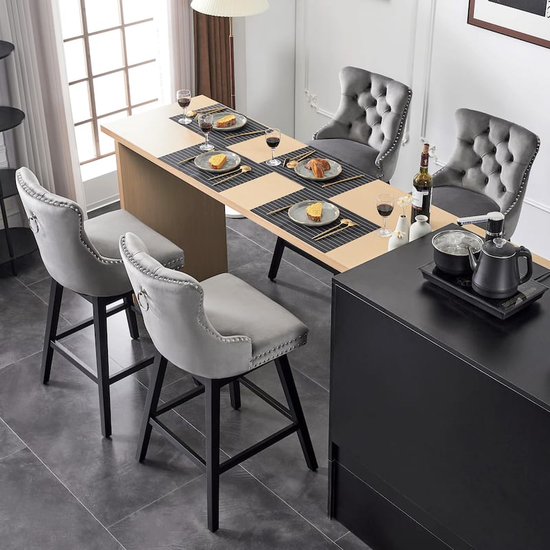 26"/30" Velvet Upholstered Swivel Counter or Bar Height Stools