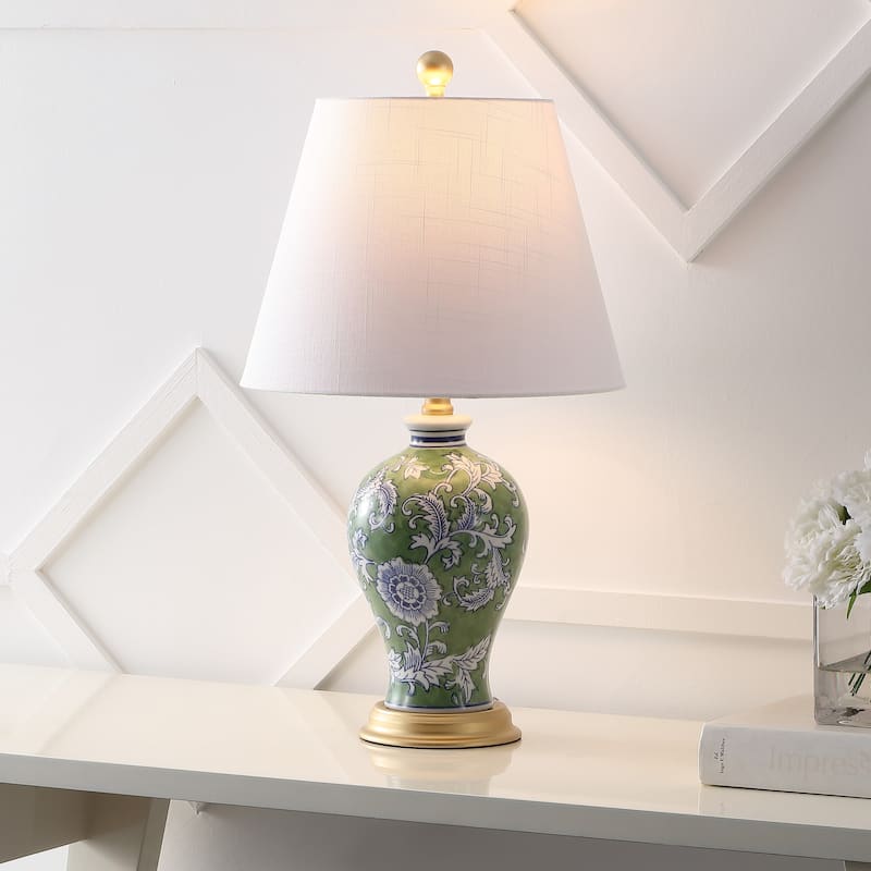 Grace 24" Floral LED Table Lamp, Multi/Brass by JONATHAN Y