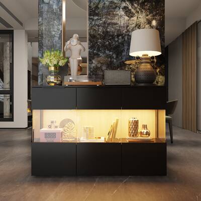 Display Multi-Use Sideboard Dynamic LED Showcase and Ample Storage - 47.2"x23.6"