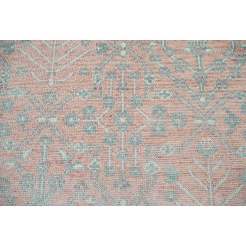 Blush Transitional Oriental Wool Rug Hand Knotted Turkish Oushak