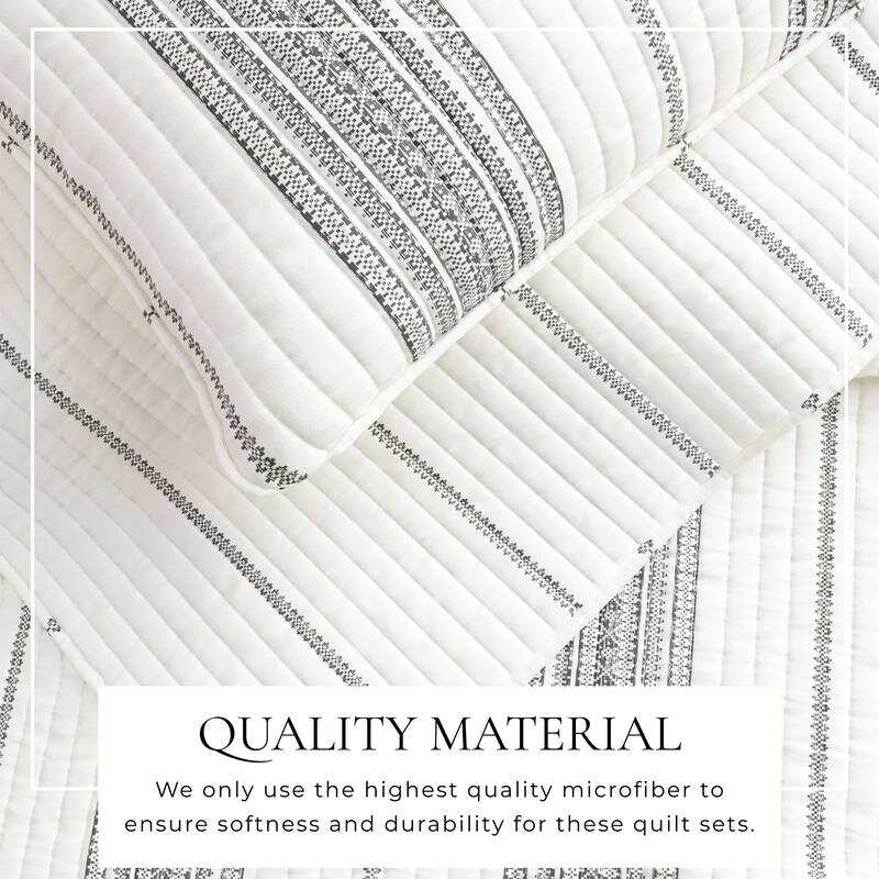 Linery & Co. Farmhouse Stripe Microfiber Quilt Set With Shams.