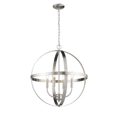 Satin Nickel Globe 4 Light 24" x 25" Modern Pendant